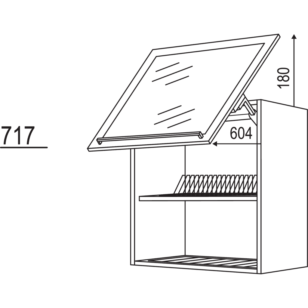 Wandschrank Schwingklappe mit
Abtropfgitter