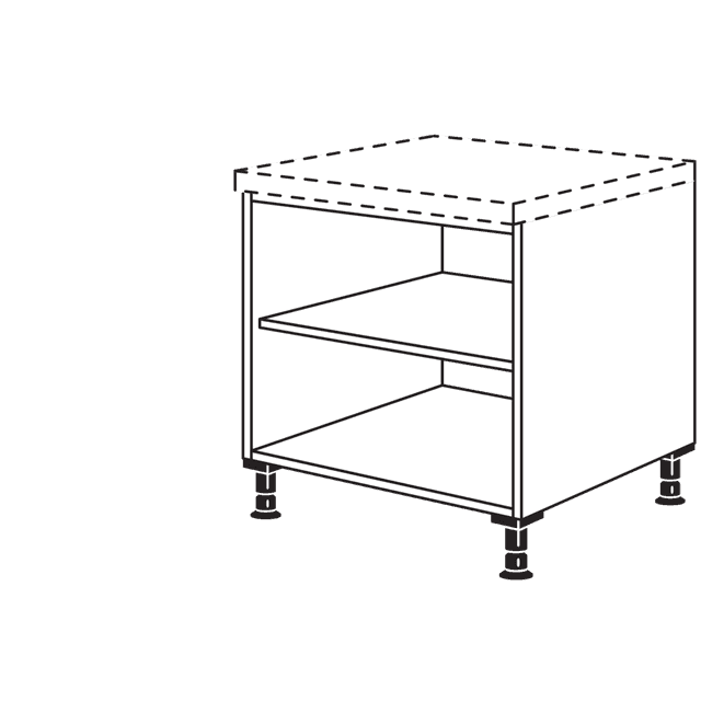 Mini base cabinet shelving unit