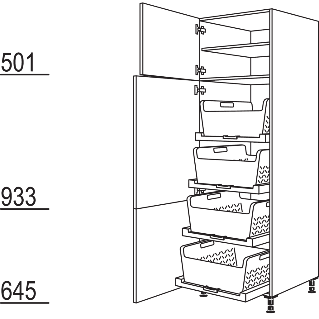 XL-Hochschrank mit
Wäschekorb-Tablar Laundry-Area