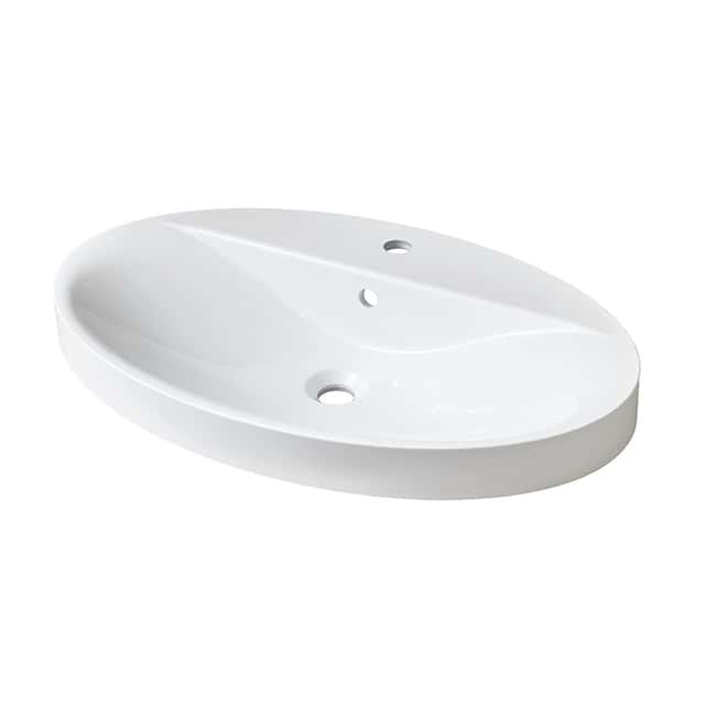 MARMITE: Semi-recessed
countertop washbasin, OVAX 710C,
mineral composite white