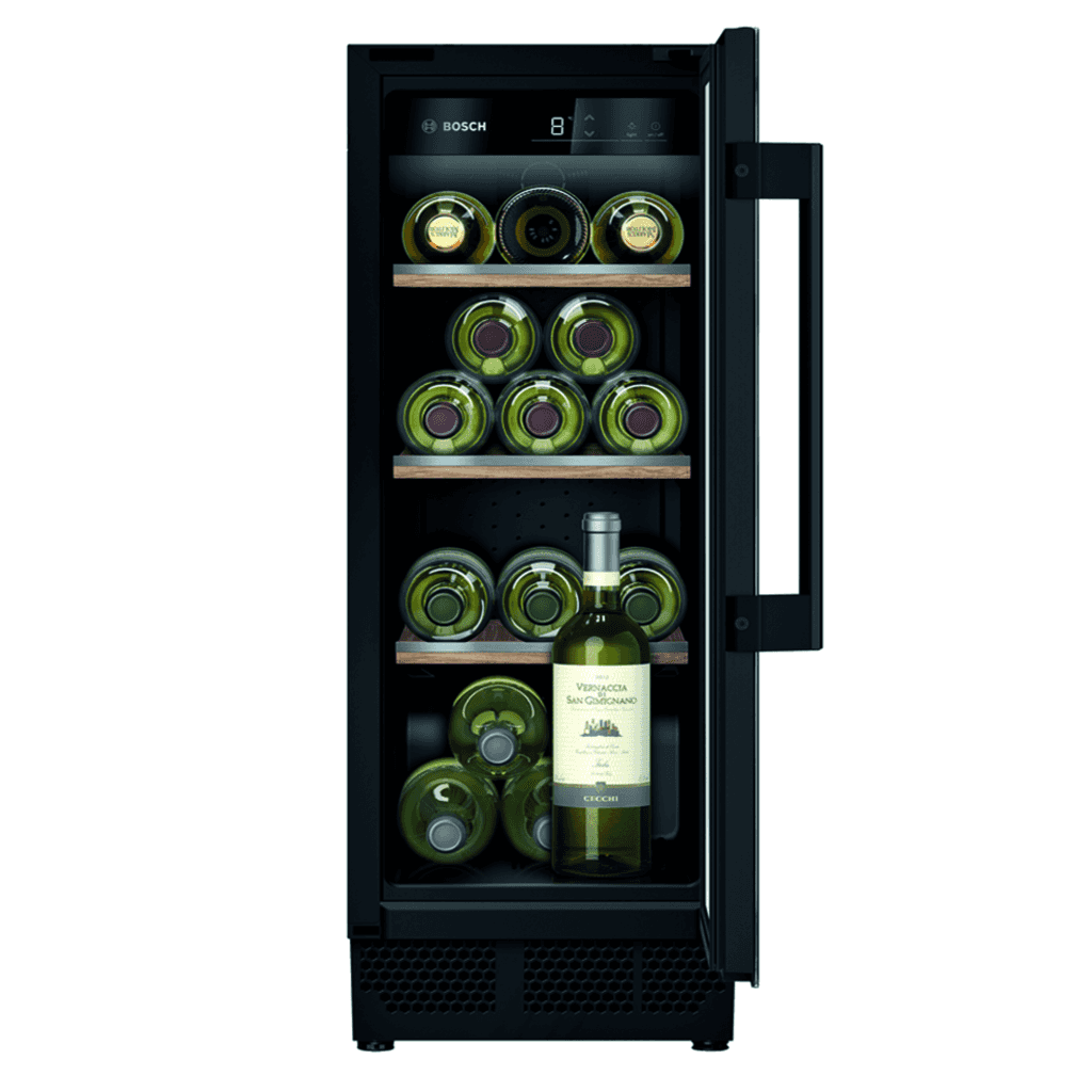 BOSCH Unterbau-Weinkühlschrank
KUW20VHF0 mit Glastür, 300 mm
breit, Schwarz
