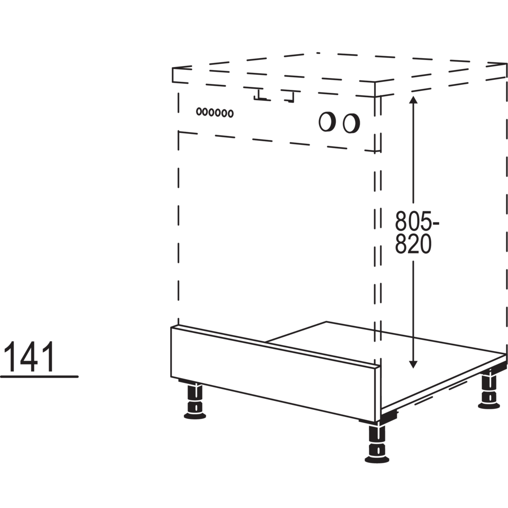 Dishwasher base unit for
maxi height
for appliance height: 805 to 820 mm