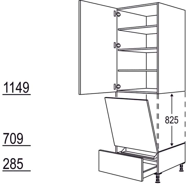 XL appliance conversion dishwasher
suitable for
niche height: 825 mm / - 1