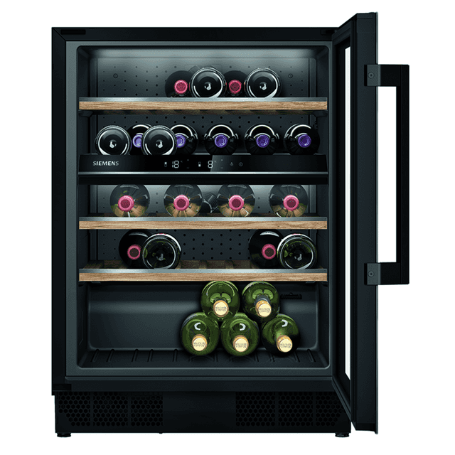 SIEMENS Weinkühlschrank
KU21WAHG0 mit Glastür, 600 mm
breit, Schwarz