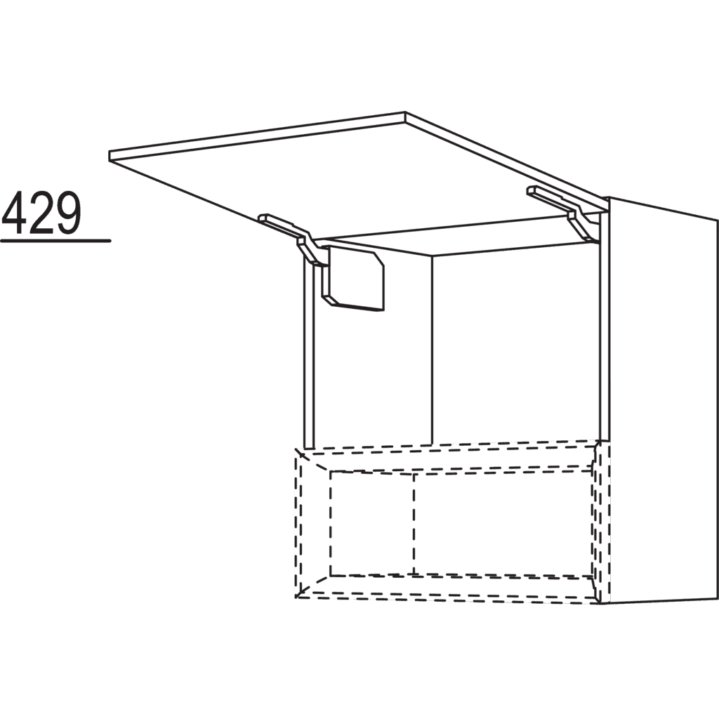 Wandschrank mit Klappe für
Regaleinsatz Case
