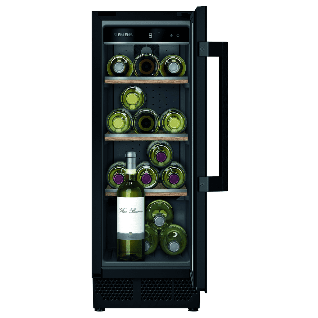 SIEMENS Weinkühlschrank
KU20WVHF0 mit Glastür, 300 mm
breit, Schwarz