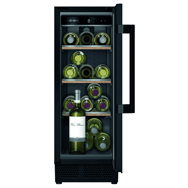 SIEMENS wine cooler
KU20WVHF0 with glass door, 300 mm
wide, black