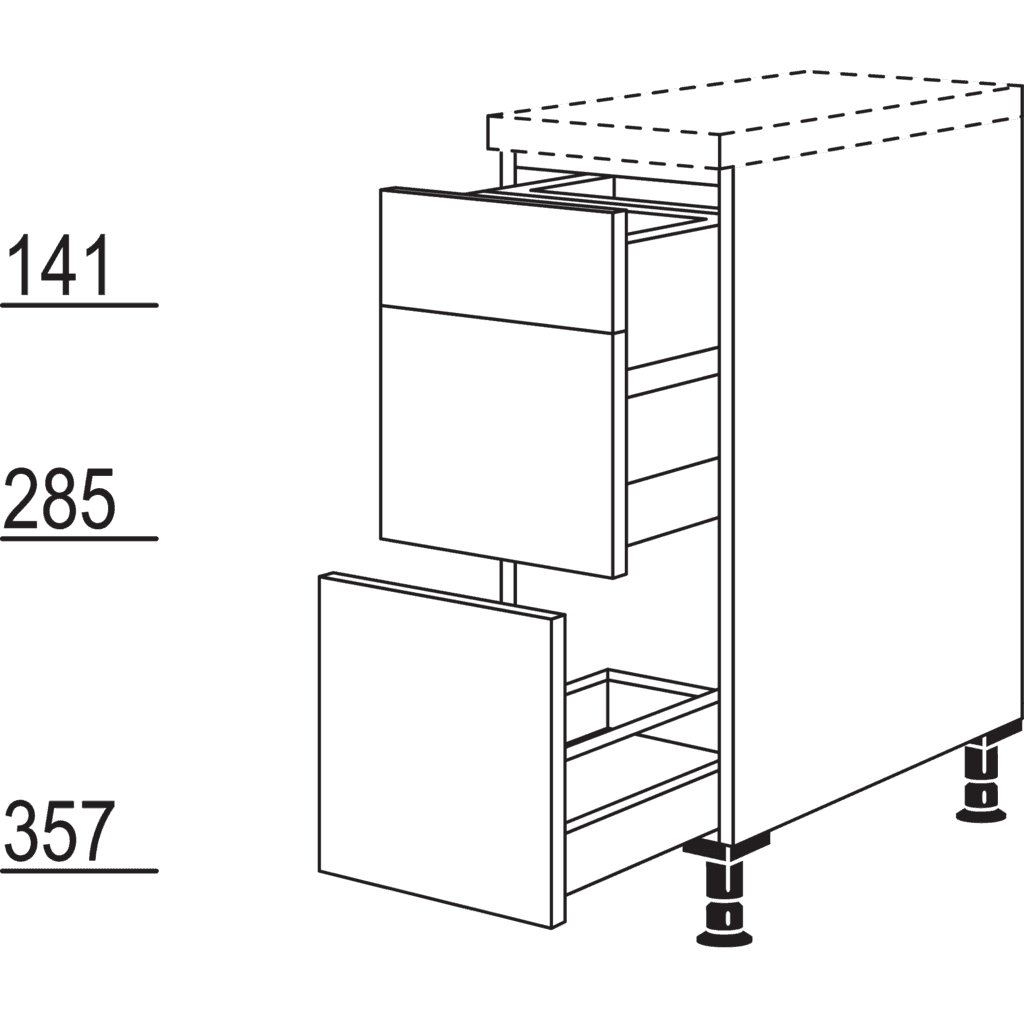 XL-Auszugschrank für
Mülltrennung