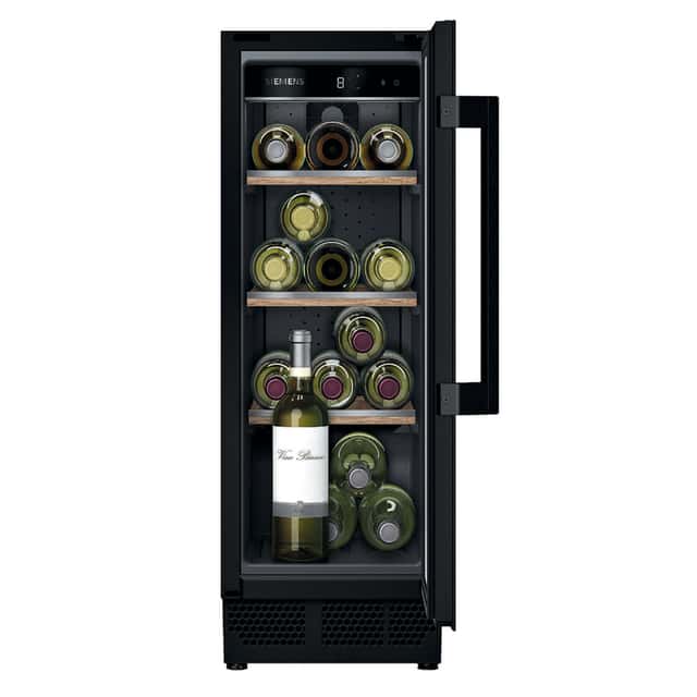 SIEMENS wine cooler
KU20WVHF0 with glass door, 300 mm
wide black