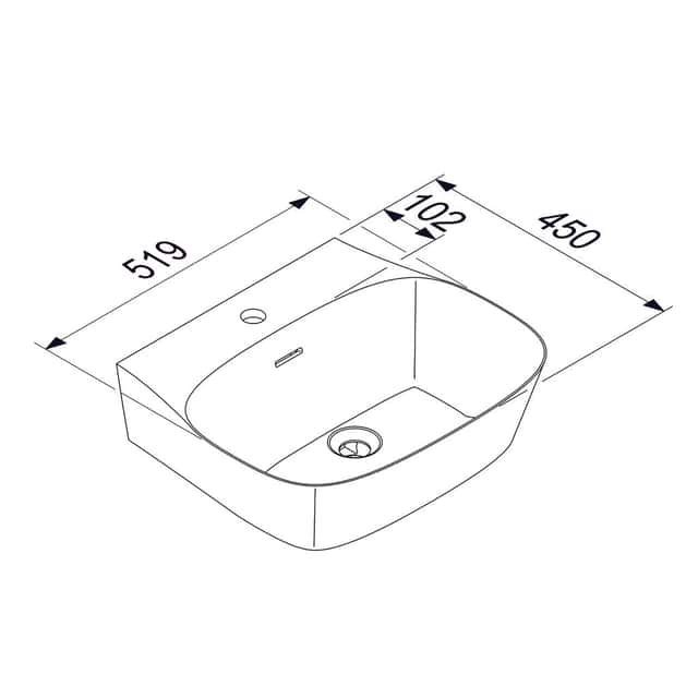MARMITE: countertop washbasin WB
0002 W 520C ICC, mineral
composite, white high gloss - 1