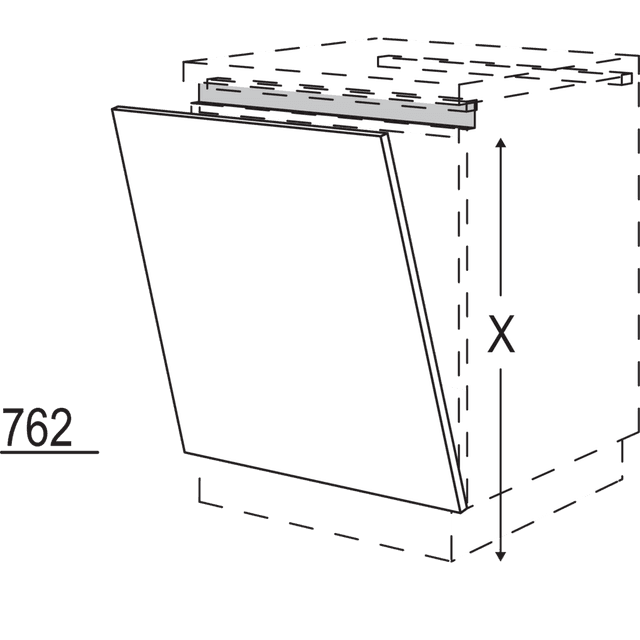 XL door front for
fully integrated
dishwashers, built-under