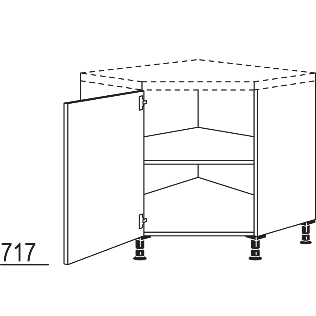 Diagonal corner cabinet