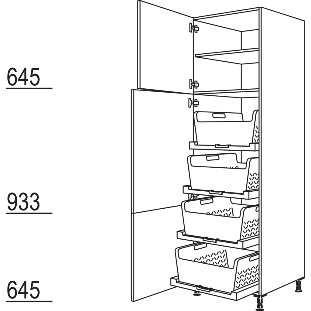 XL-Hochschrank mit
Wäschekorb-Tablar Laundry-Area