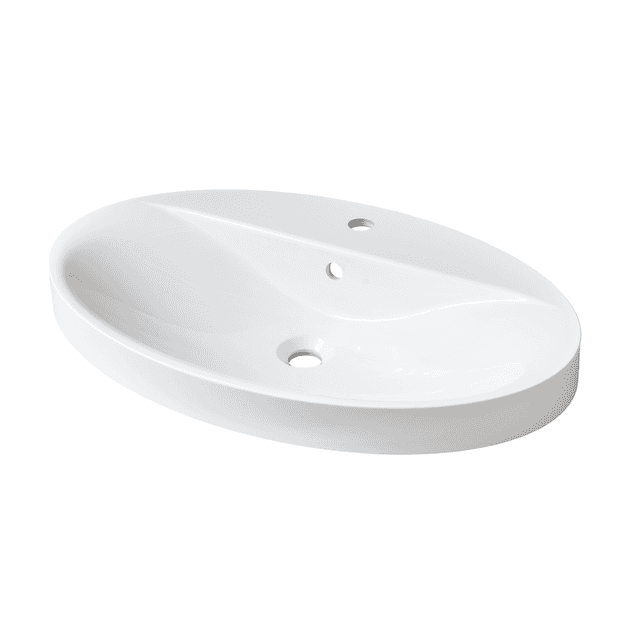 MARMITE: Semi-recessed
countertop washbasin, OVAX 710C,
mineral composite, white