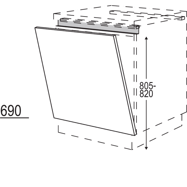 Door front for fully integrated
dishwashers, built-under
refrigerators and freezers with