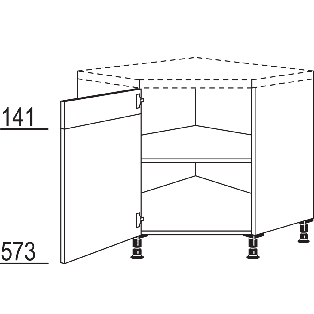 Diagonal corner cabinet
