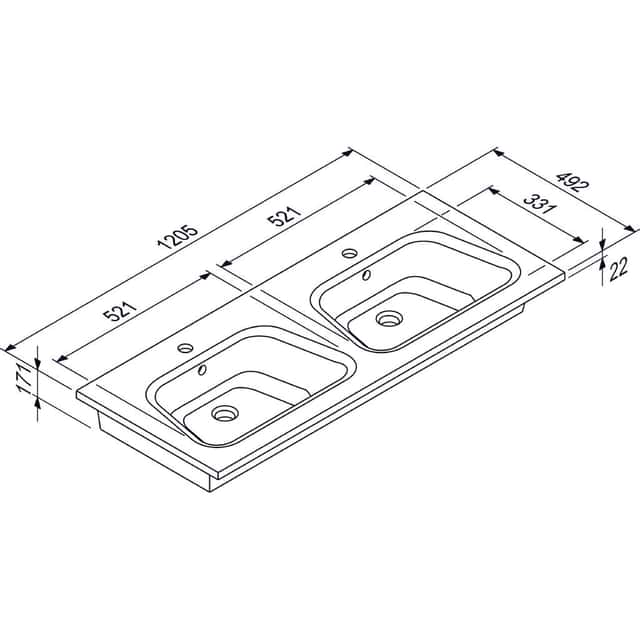 DISEGNO CERAMICA:
Furniture washbasin LAVABO BLOB
1200 2 V with 2 basins, - 1