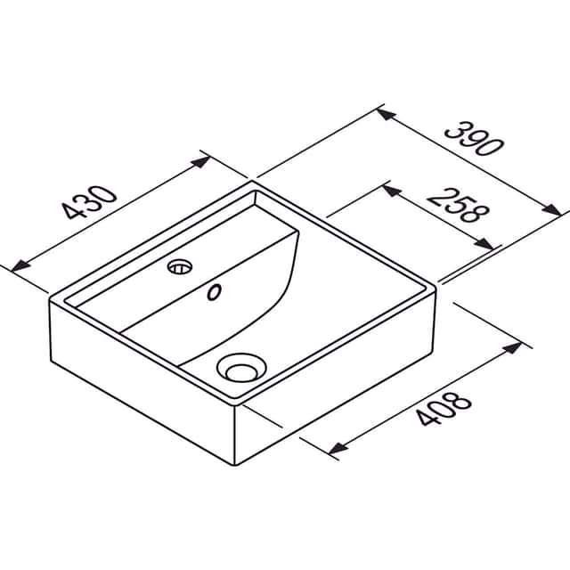 TURKUAZ: Vanity washbasin CUBO
43, ceramic, glossy white - 1