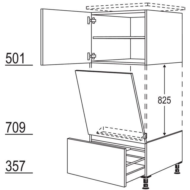 XL appliance conversion dishwasher
suitable for
niche height: 825 mm /