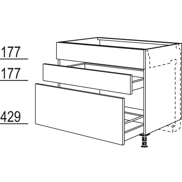 XL cooktop base cabinet for
downdraft extractor