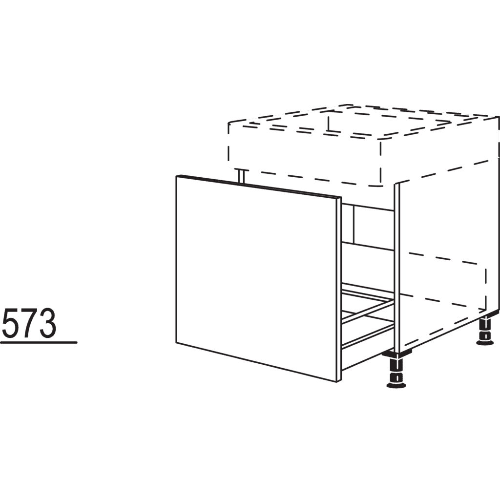 Spülenschrank für bauseitige
Wertstoffbehältersysteme