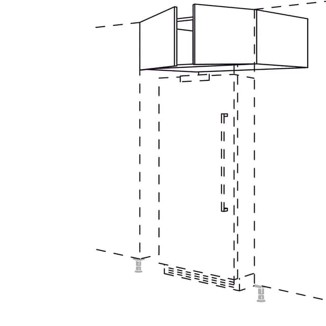 Overhead cabinet for
freestanding refrigerators - 1