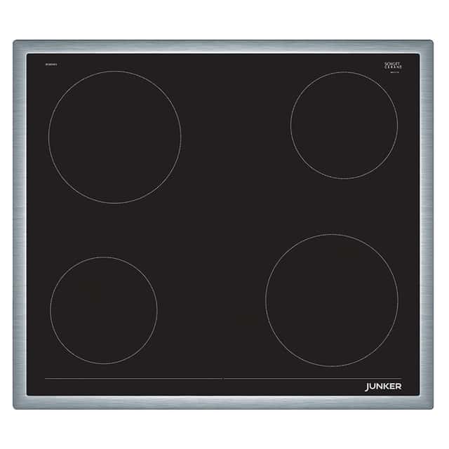 JUNKER glass-ceramic
radiant cooktop JE36DH54,
range-controlled stainless steel frame