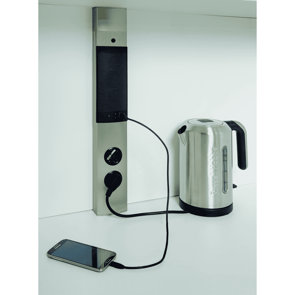 Doppelsteckdose Toki mit USB-
Charger
und Bluetooth-Lautsprecher