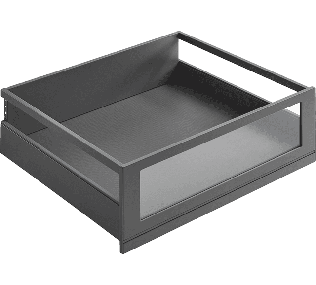 Innenschubkästen für Hochschränke mit nBox Desigprofil und Glasseite