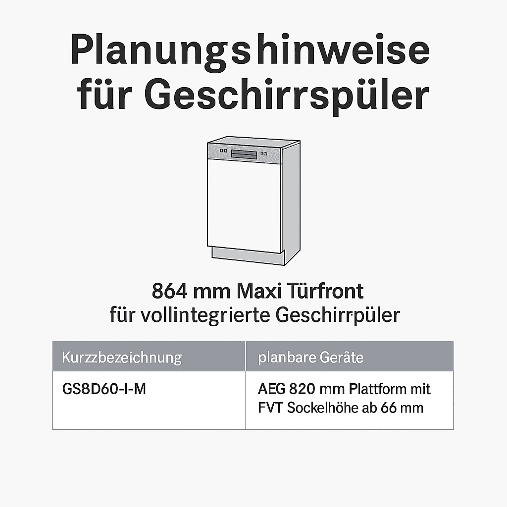 Planungshinweis für Nobilia Gerätetüren in 86,4 cm Korpushöhe