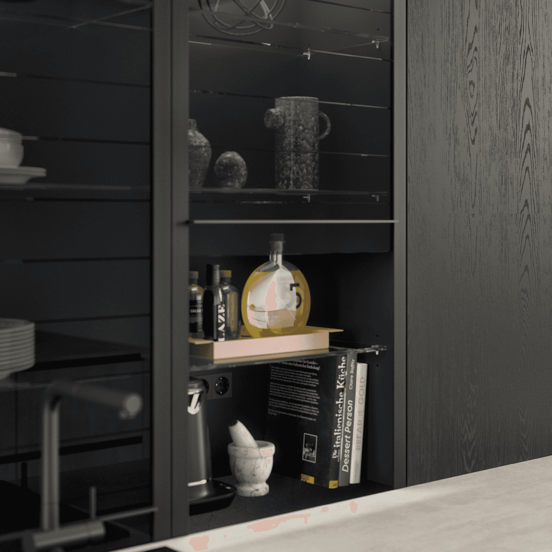 Nobilia Aufsatzschrank mit Schwarzem Glas für unbestechliche Optik!