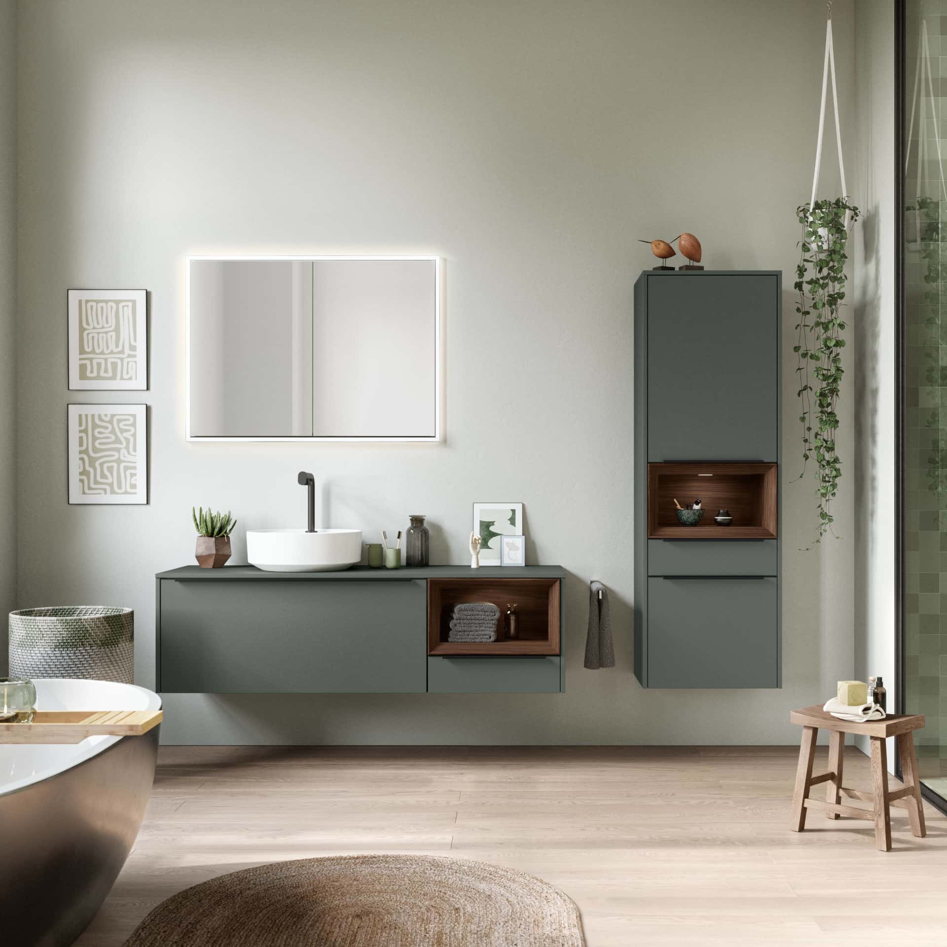 Nobilia shelf for bathroom with Case shelf insert