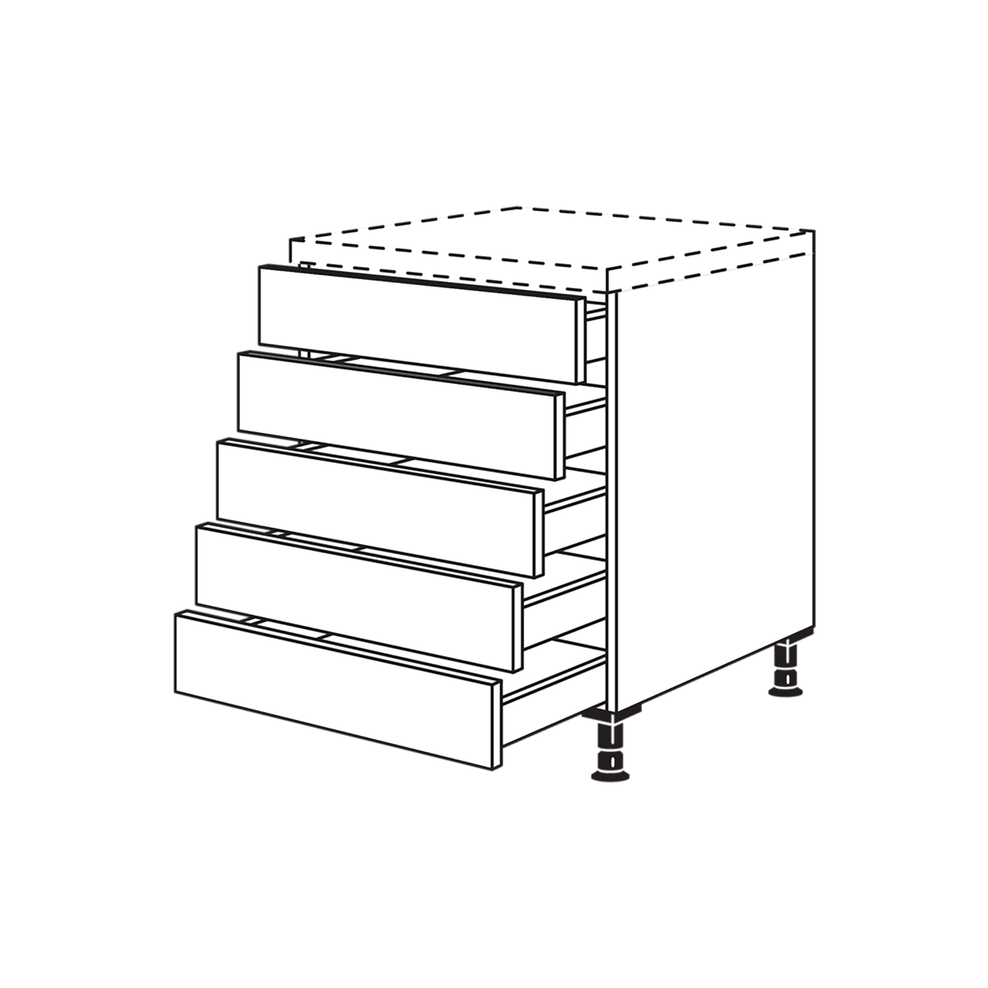 Unterschrank mit 5 Schubkästen Skizze U5S60