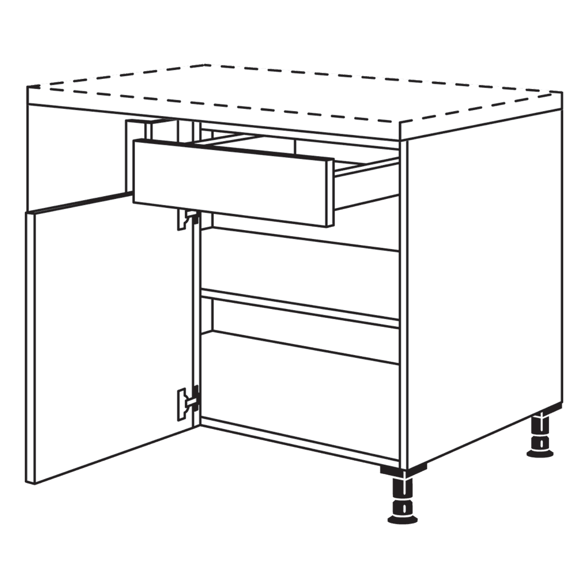 Nobilia Halb-Eckschrank mit Einlegebden und Schubkasten