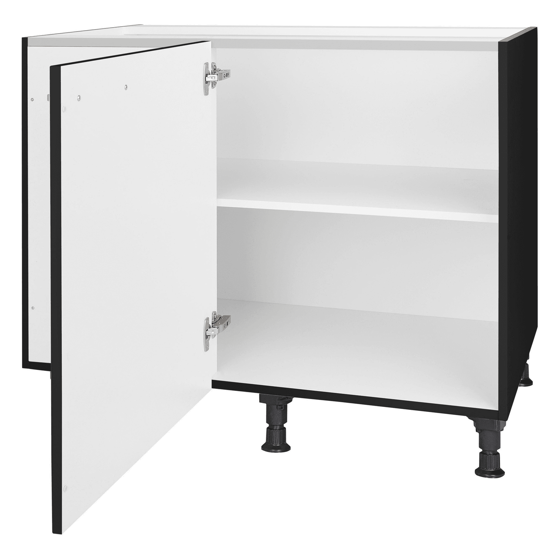 Nobilia Eckschrank mit Einlegeboden UED100-60 Lacklaminat, Schwarz supermatt