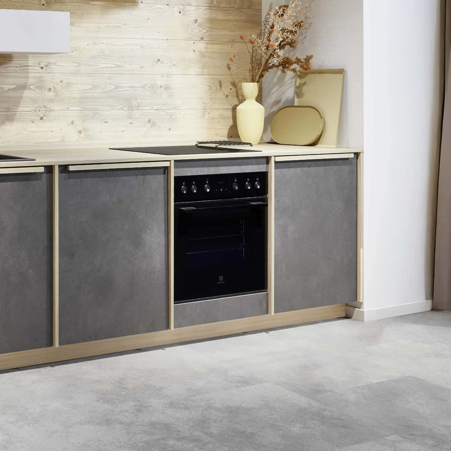 Nobilia Herdumbau mit Schubkasten 60 cm breite in Beton Terragrau