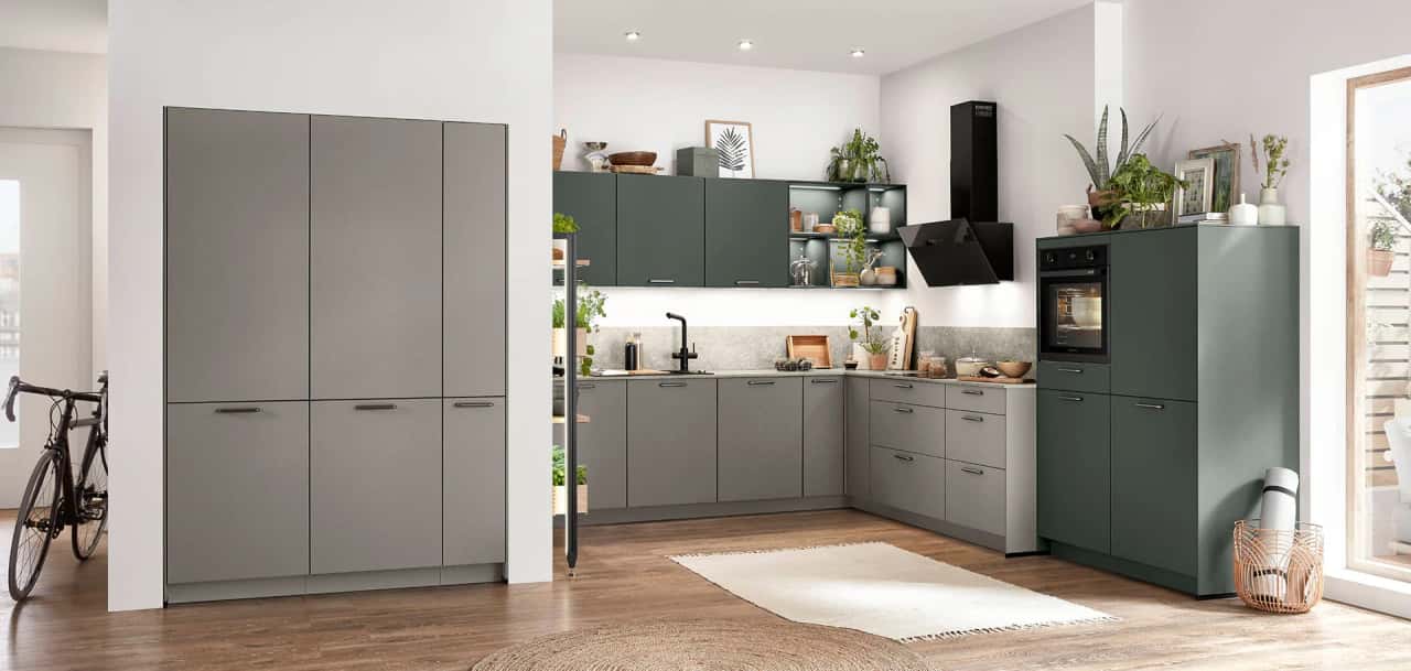 Nobilia tall cabinet wall with apothecary cabinet