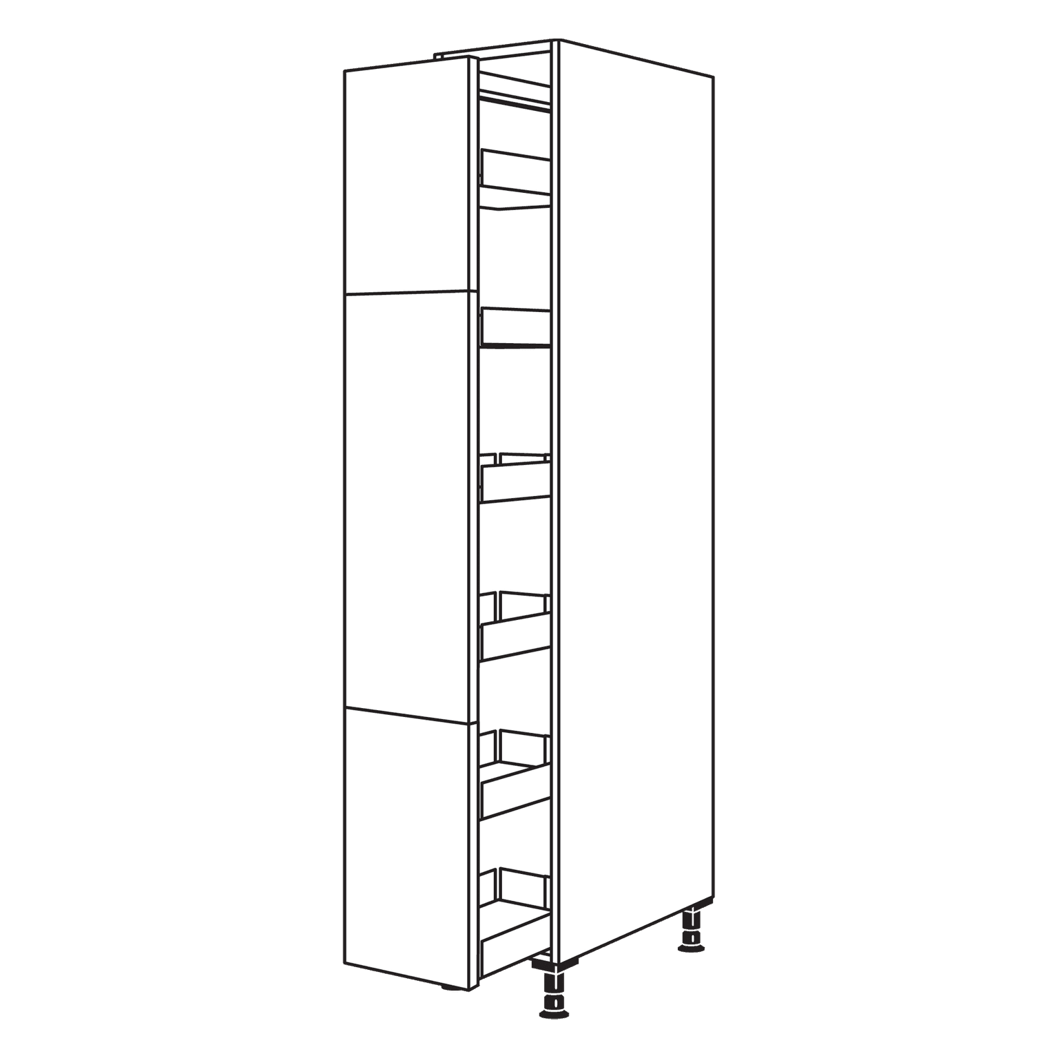 Nobilia larder cabinet with pinned front