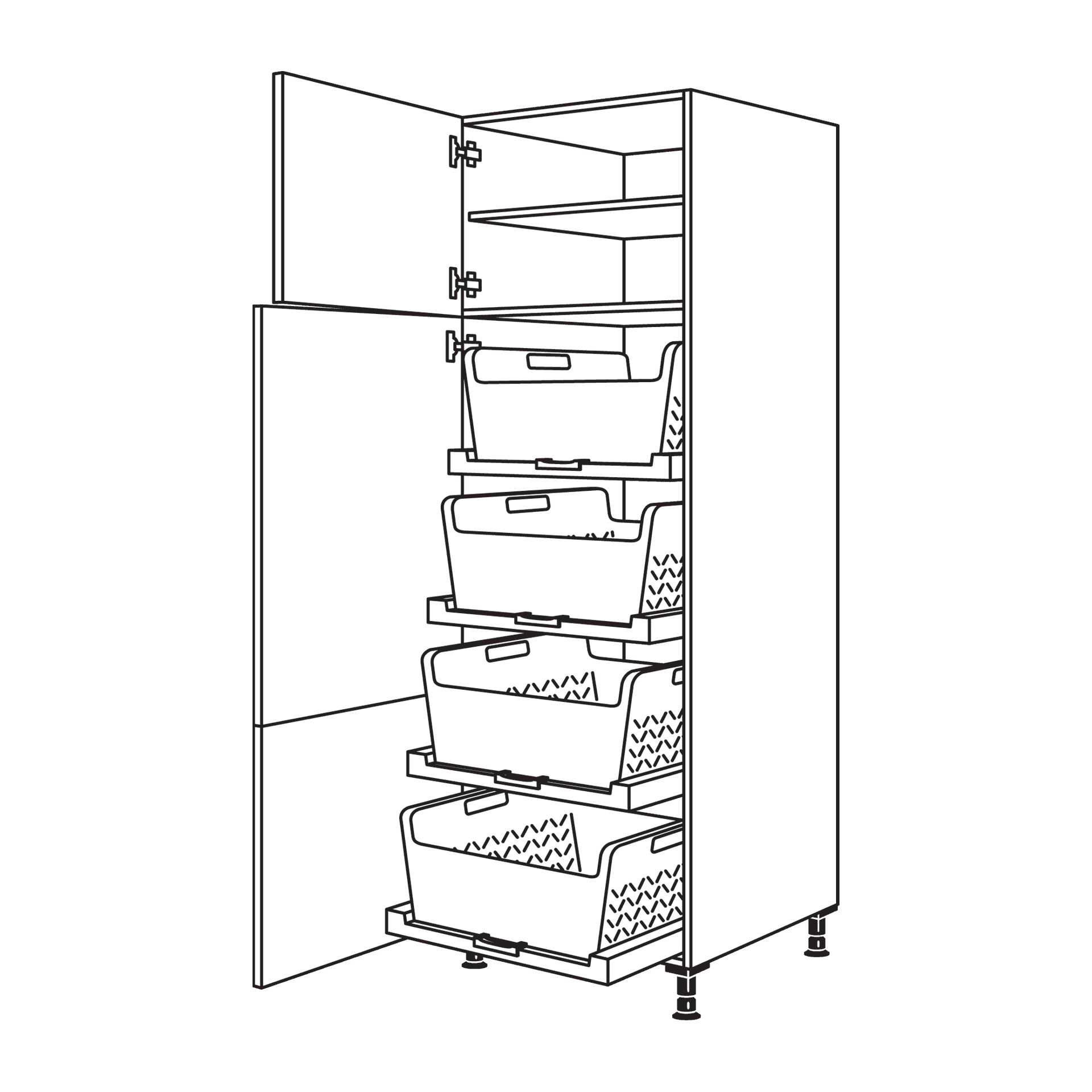 Nobilia Laundry tall cabinet with pull-out laundry basket shelf 