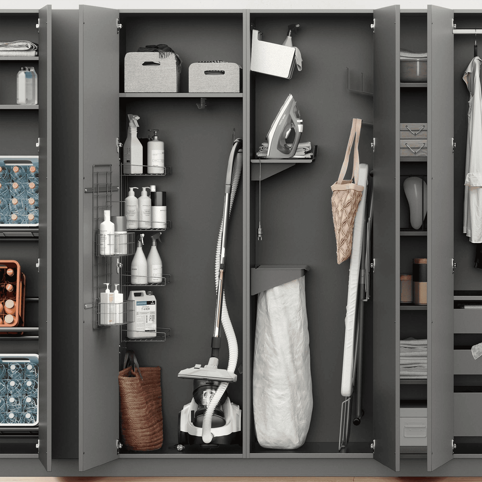 Nobilia Hochschrank Laundry zur Aufbewahrung mit Systemgitter