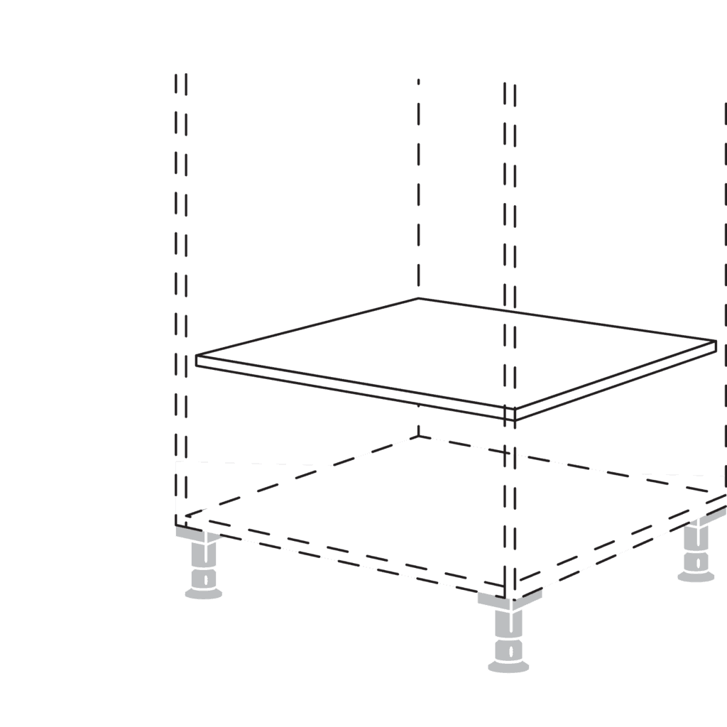 Nobilia Einlegeboden in 60 cm breite für Hochschränke und Highboards - EB60 Skizze